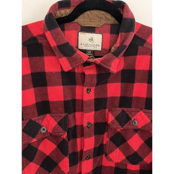 Flannel Fleece Mens LG Shacket Buffalo Check Legendary Whitetails Oversized - Picture 3 of 7